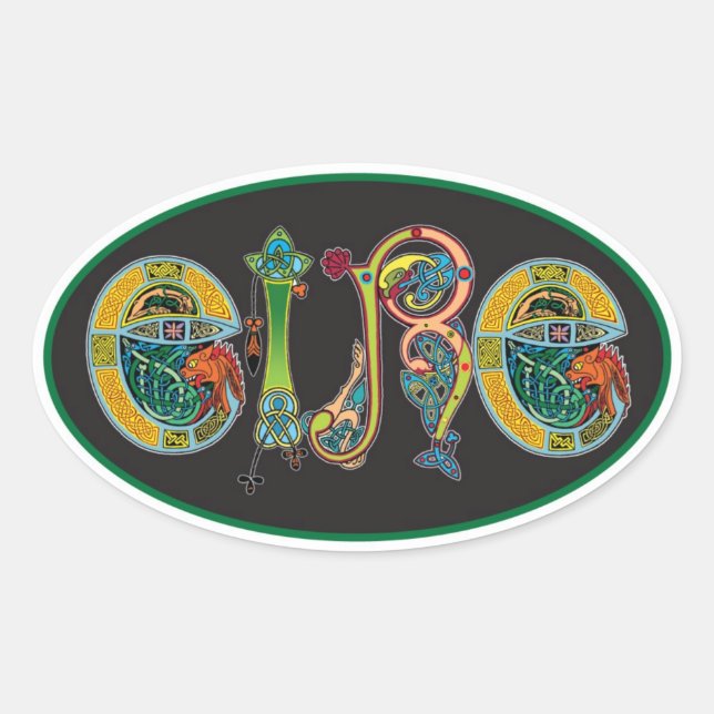 Eire Oval Euro Sticker Ovalt Klistermärke (Framsida)