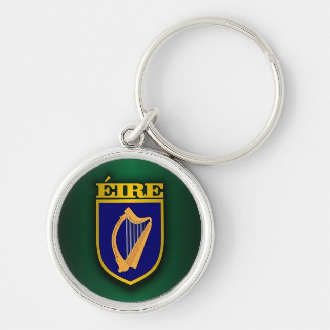 Eire Rund Silverfärgad Nyckelring (Framsidan)