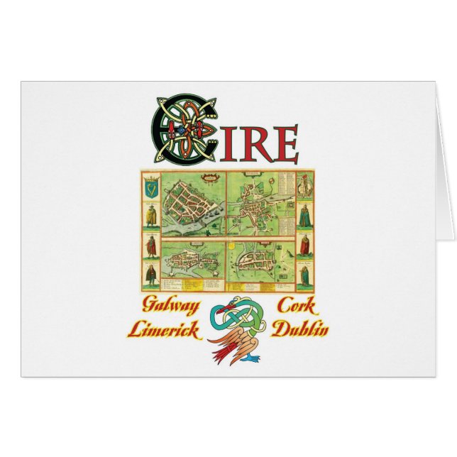 Eire stadskarta hälsningskort (Framsidan Horizontal)