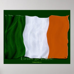 Éirinn, gå brách! Skriv ut Irish Flagga Wall Poster