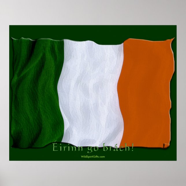 Éirinn, gå brách! Skriv ut Irish Flagga Wall Poster (Framsidan)