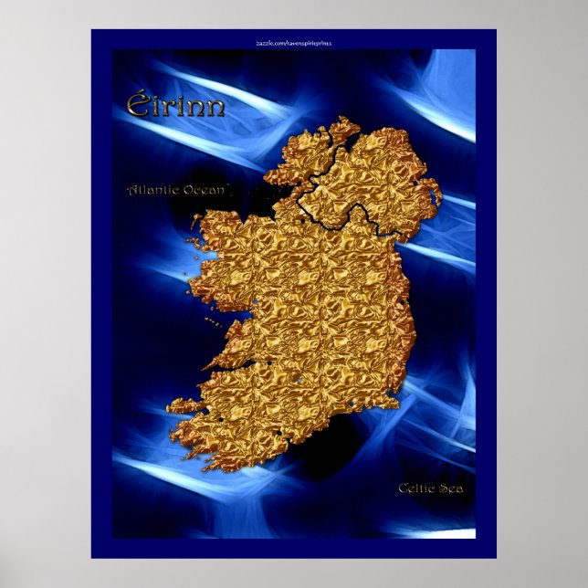 Éirinn Karta of Ireland Art Poster (Framsidan)