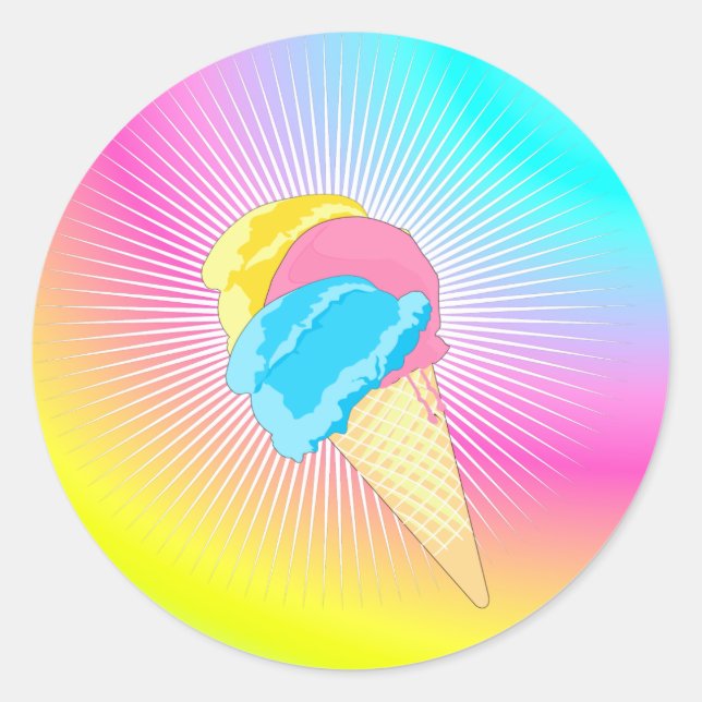 Eis Eiscreme Regenbogen Runt Klistermärke (Framsida)