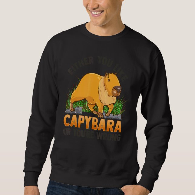 Either You Like Capybara or You are Wrong   Capyba Lång Ärmad Tröja (Framsida)