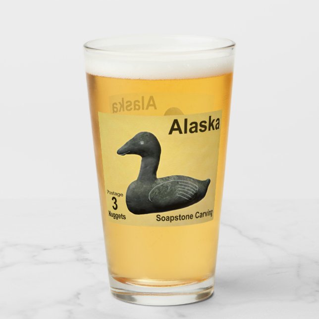 Ejderskulptur i soapstone - Alaskas frimärke Glaskopp (Framsida fylld)
