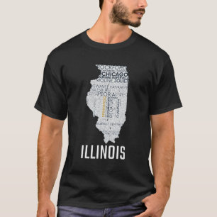 Ejoy Illinois State Karta Usa Novelty T Shirt