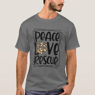 Ejyl Leopard Peace Kärlek Rädding Pet Hund Cat Rä T Shirt