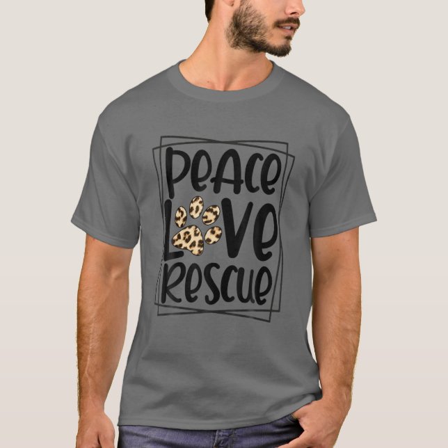 Ejyl Leopard Peace Kärlek Rädding  Pet Hund Cat Rä T Shirt (Framsida)