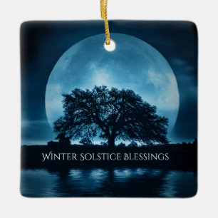 Ek och måne Vinter Solstånd Blessingar Julgransprydnad Keramik