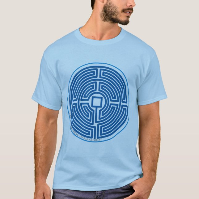 eka kinesiska blått för labyrinten tee shirt (Framsida)