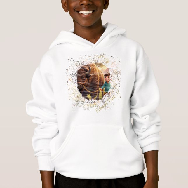 Ekade Tidigare Whimsical Pojke och Bison  T Shirt (Framsida)