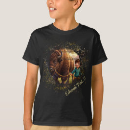Ekade Tidigare Whimsical Pojke och Bison T Shirt