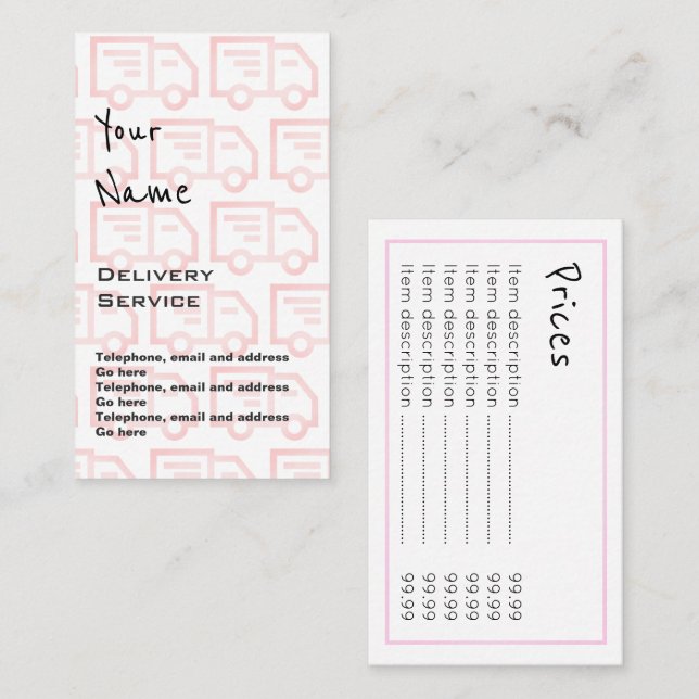 "Ekar" prisa kort för leverans (Fram/baksida)