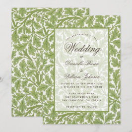 Ekbröllopslövs botaniska Morris kalligrafi Inbjudningar