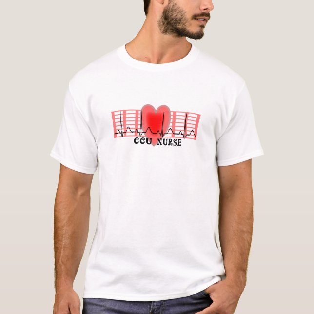 Ekg för CCU-sjuksköterskagåvan papper och hjärta Tee Shirt (Framsida)