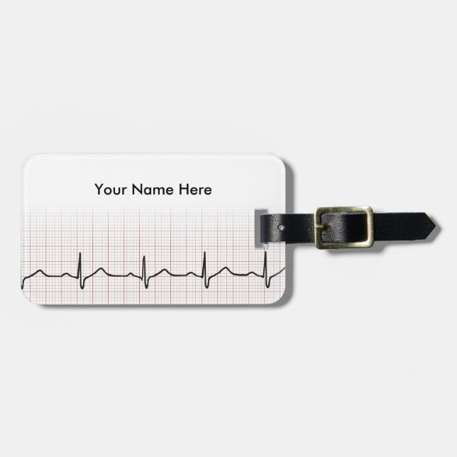 EKG-hjärtslaget på grafpapper, PhD (doktor) Bagagebricka (Horisontell Framsida)