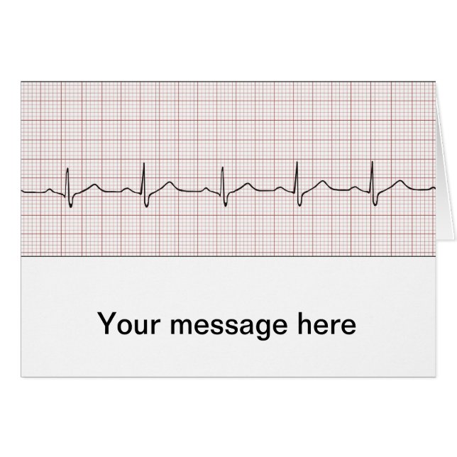 EKG-hjärtslaget på grafpapper, PhD (doktor) Hälsningskort (Framsidan Horizontal)