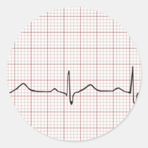 EKG-hjärtslaget på grafpapper, PhD (doktor) Runt Klistermärke