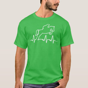 EKG Kärlek Horse Jumping Equestrian Heartslag Puls T Shirt