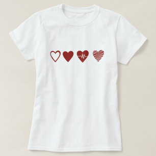 EKG Line Art 4 Hjärter med minimalistiskt pulsslag T Shirt