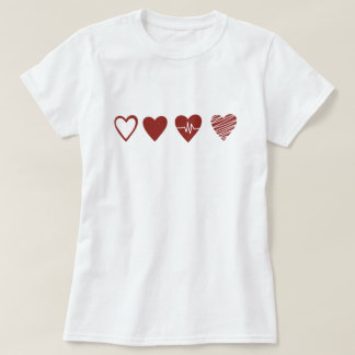 EKG Line Art 4 Hjärter med minimalistiskt pulsslag T Shirt