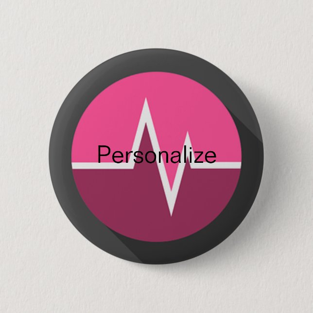 EKG-linje medicinsk dr sjuksköterska rosa svart Knapp (Framsida)