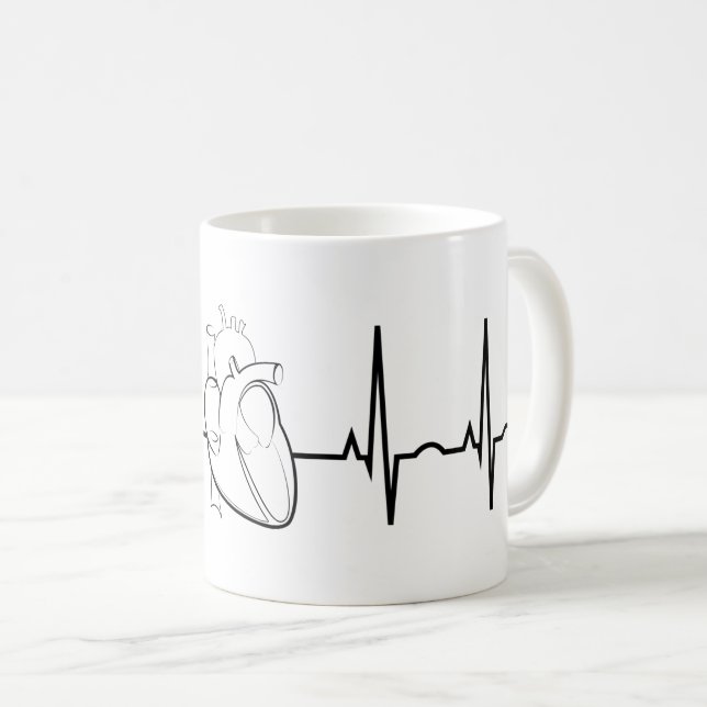 EKG med den realistiska hjärtakaffemuggen Kaffemugg (Framsida höger)