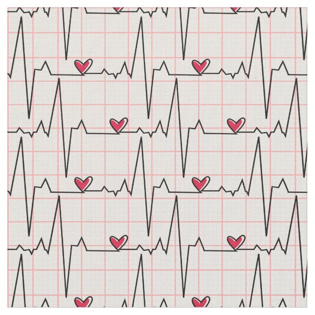 EKG Plaid on White Tyg (Närbild)