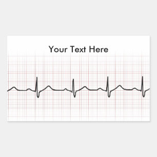 EKG-pulsslag på diagrammet pappert, PhD-puls (dokt Rektangulärt Klistermärke