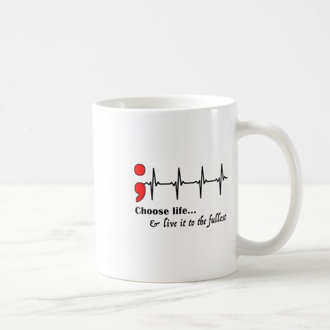 Ekg Semikolon Suicide Awareness Prevention Kaffemugg (Höger)