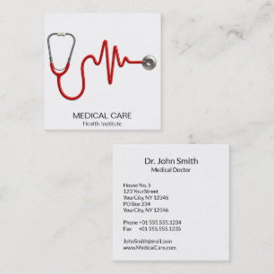 EKG Wave EKG Heartslag Line Medical Stethoscope Fyrkantigt Visitkort