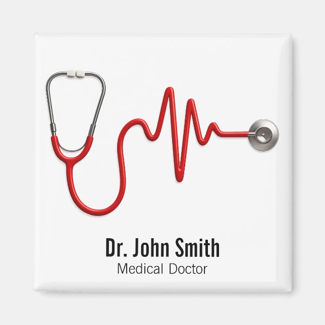 EKG Wave EKG Heartslag Line Medical Stethoscope Magnet (Framsidan)