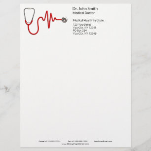 EKG Wave EKG Heartslag Line Stethoscope Medical Brevhuvud