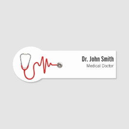 EKG Wave Stethoscope EKG Heartslag Line Medical Namnbricka