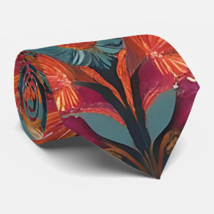 Eklectisk Blommigt och Geometric Boho Neck Tie Slips