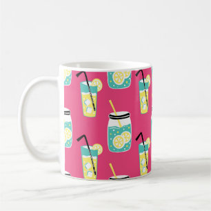 Eklectisk sommartid inslag, vintage, sömlös backgr kaffemugg