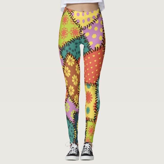 Eklectiskt lappverk: Diverse Mönster-blandning Leggings (Framsida)