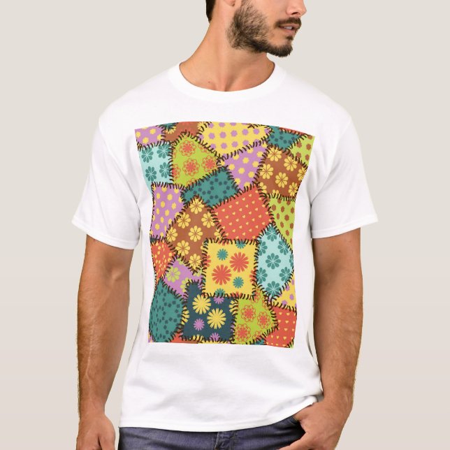 Eklectiskt lappverk: Diverse Mönster-blandning T Shirt (Framsida)