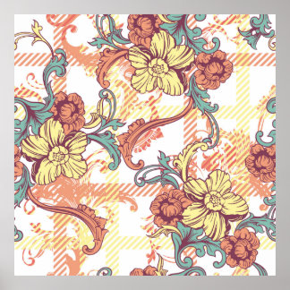 Eklektisk vävnad sömlös mönster med baroqu poster