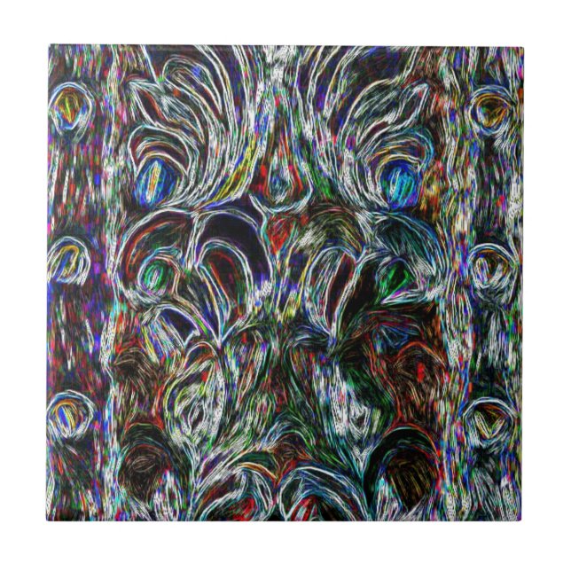 Eklektisk vintagemålat glass kakelplatta (Framsidan)