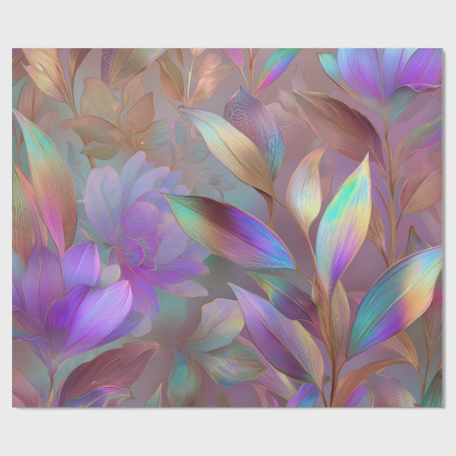 Eko Futurism Biolluminescerande Tropiska Blommor Presentpapper (Platt)