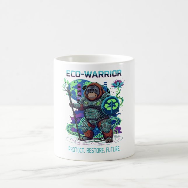 Eko-Krigare Orangutang Cyberpunk Väktare Kaffemugg (Center)