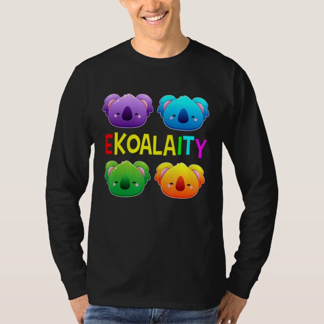 Ekoalaity Cute Koala Gay pride Month Rainbow Flagg T Shirt (Framsida)