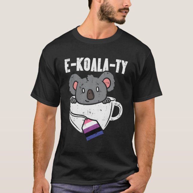 Ekoalaty Genderfluid Equality Koala Tea Pride Flag T Shirt (Framsida)