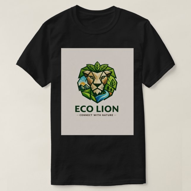 Ekologisk geometrisk Lejon Natur T Shirt (Design framsida)