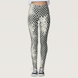 Ekologisk Handmålad Mikro Schackbräda Leggings