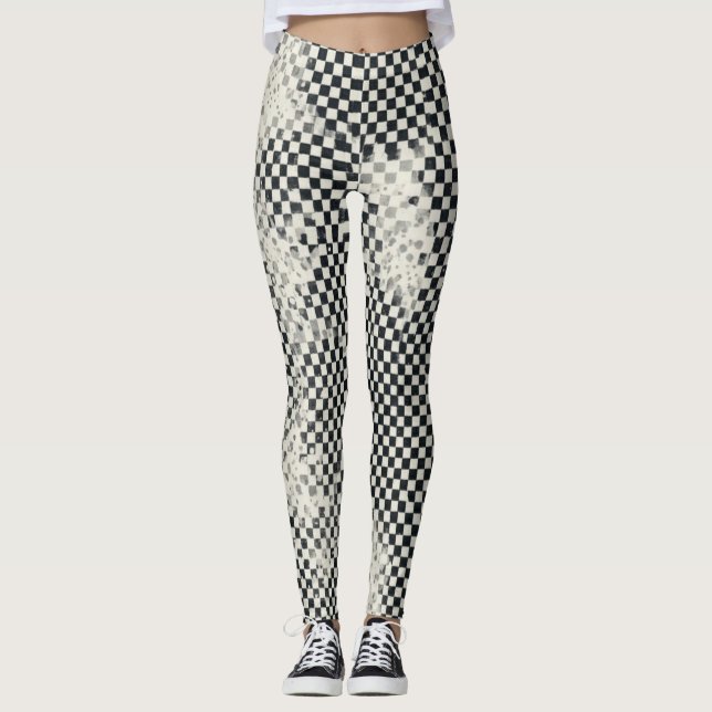 Ekologisk Handmålad Mikro Schackbräda Leggings (Framsida)