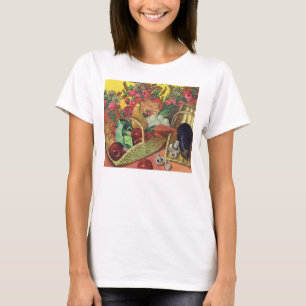 Ekologisk mat, trädgårdsgrönsaker, blommande blomm t shirt