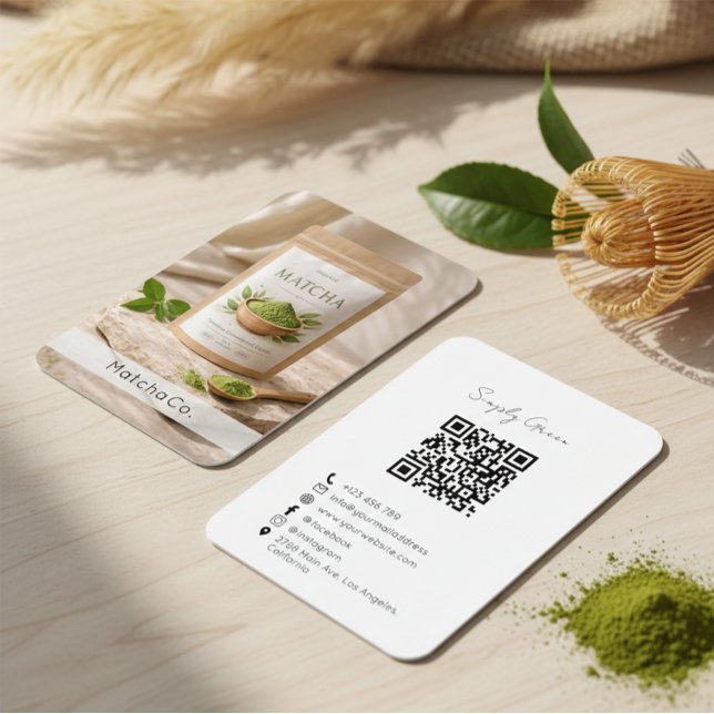 Ekologisk Matcha Pulver Naturlig Matcha QR-kod Visitkort (Skapare uppladdad)