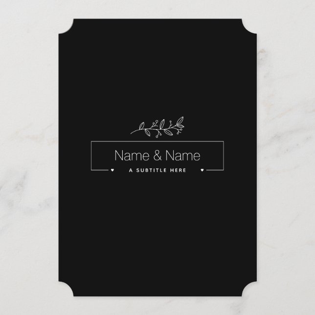 Ekologisk minimalistisk naturlig bröllops DESIGN R Meny (Framsida)